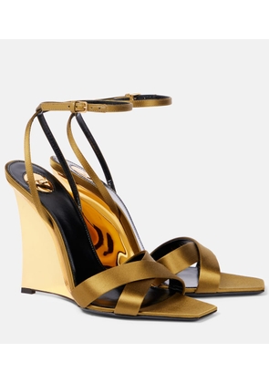 Saint Laurent Lucienne crepe satin wedge sandals