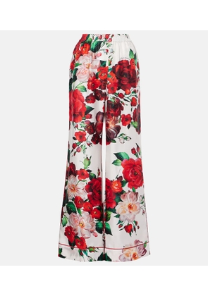 Dolce&Gabbana Floral silk satin wide-leg pants