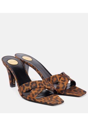 Saint Laurent Jill 75 leopard-print satin mules