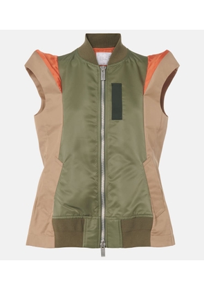 Sacai Paneled twill and gabardine vest