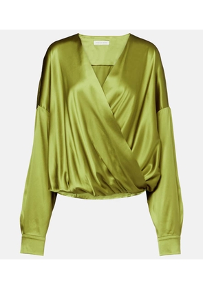 Dries Van Noten Draped silk-blend satin blouse