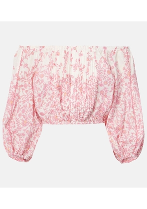 Poupette St Barth Bova floral cotton-blend crop top