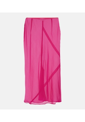 Dries Van Noten Silk-blend satin midi skirt