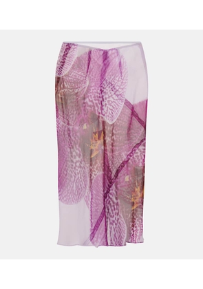 Dries Van Noten Printed silk midi skirt