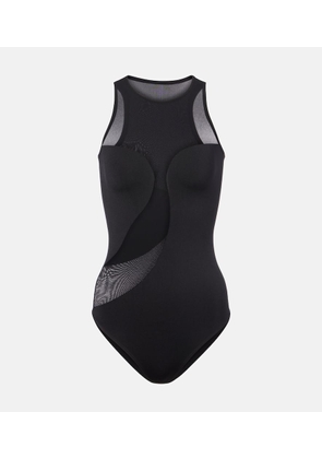 Wolford Asymmetric semi-sheer satin bodysuit