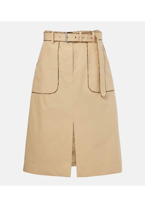 Dries Van Noten Belted cotton poplin midi skirt