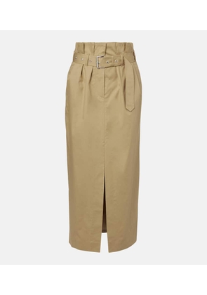 Dries Van Noten Belted pleated cotton midi skirt