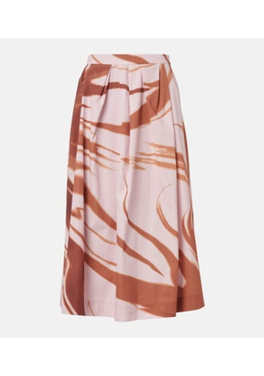 Dries Van Noten Printed gathered cotton midi skirt