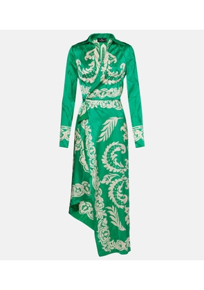 Etro Printed satin wrap dress