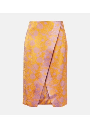 Dries Van Noten Floral satin jacquard midi skirt
