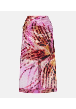 Dries Van Noten Sami printed gathered midi skirt