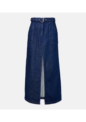 Dries Van Noten Belted denim maxi skirt
