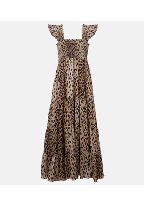 Rixo Tiered leopard-print cotton maxi dress