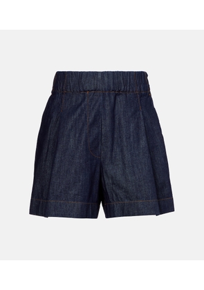 Dries Van Noten Pleated high-rise denim shorts