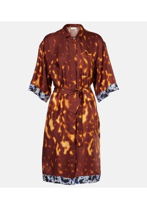 Dries Van Noten Belted printed silk shirt dress