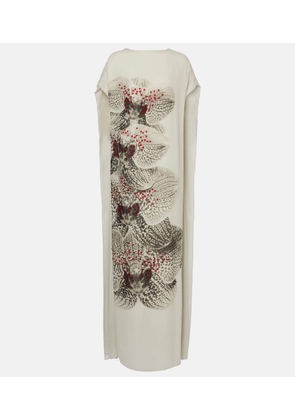 Dries Van Noten Beaded printed silk georgette gown