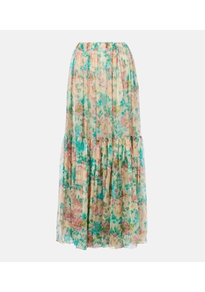 Chloe Floral silk muslin maxi skirt