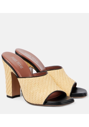 Paris Texas Ava 100 raffia and leather mules