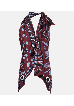Bottega Veneta Printed halterneck silk twill top