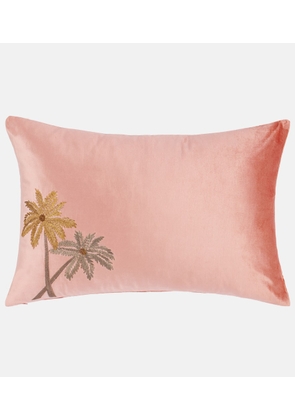 Les-Ottomans Palms embroidered velvet cushion