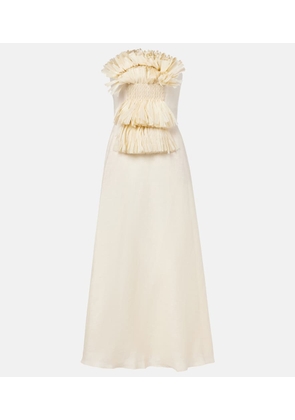 Johanna Ortiz Embellished linen maxi dress