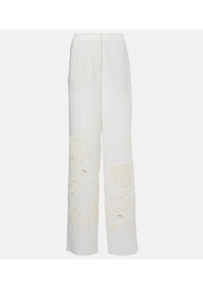 Dorothee Schumacher Embroidered Beauty linen wide-leg pants