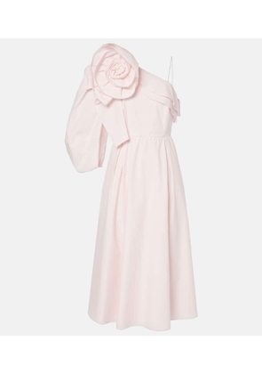 Dorothee Schumacher Floral-applique asymmetric poplin midi dress