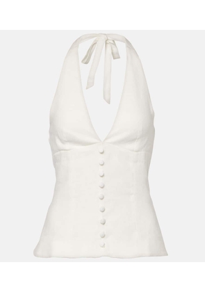Faithfull Marie shirred halterneck linen top