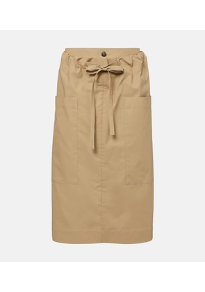 Tod's Tie-detail coated cotton midi skirt