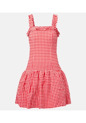 Ganni Seersucker ruffled minidress