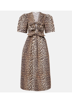Ganni Leopard-print cotton midi dress