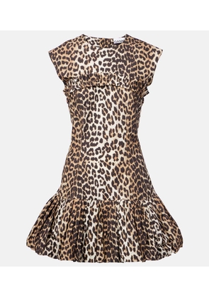 Ganni Leopard-print cotton corset dress