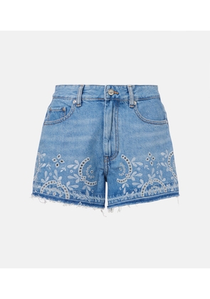 Ganni Broderie anglaise denim shorts