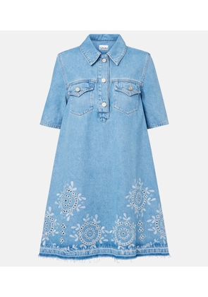 Ganni Broderie anglaise denim minidress