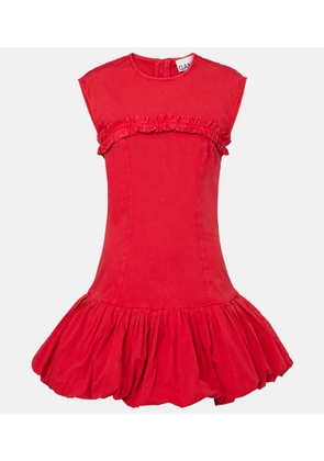 Ganni Ruffled cotton-blend minidress