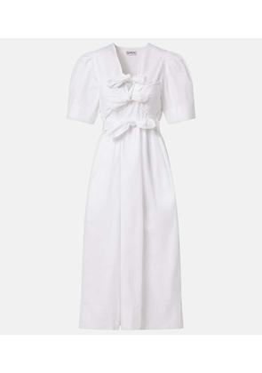 Ganni Puff-sleeve cotton-blend midi dress