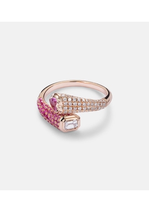 Shay Jewelry Mixed Bypass 18kt rose gold ring with diamonds and sapphires
