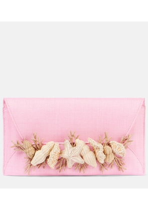 Aquazzura Marea Small raffia-trimmed clutch