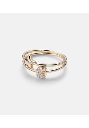 Roxanne First Mini Moon and Star set of 14kt gold rings with diamonds
