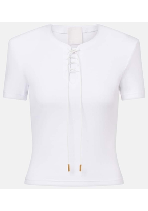 Givenchy 4G lace-up cotton-blend jersey T-shirt