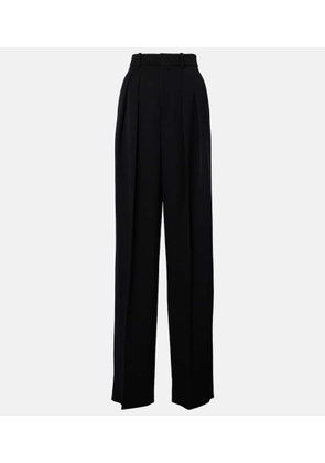 Saint Laurent High-rise wool Grain De Poudre tuxedo pants