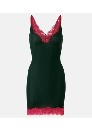 Saint Laurent Lace-trimmed silk jersey slip dress