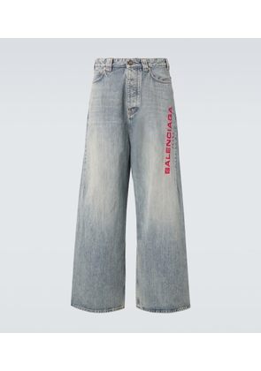 Balenciaga Logo embroidered wide-leg jeans