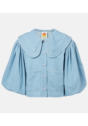 Farm Rio Puff-sleeve denim shirt