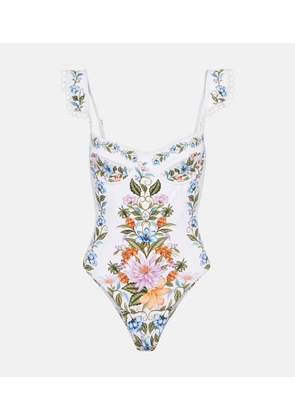 Farm Rio Sweet Bloom ruffled swimsuit