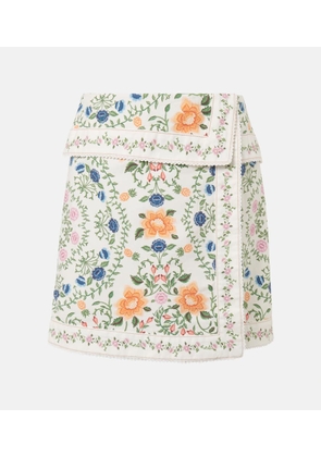 Farm Rio Folk Floral cotton miniskirt
