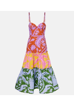 Farm Rio Tropical Swing Mix cotton midi dress