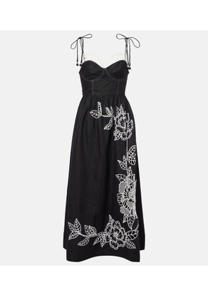 Farm Rio Linen lace midi dress