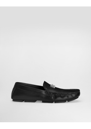 Dolce & Gabbana Dg Driver Calfskin Loafers - Man Driver Shoes And Loafers Black 43.5