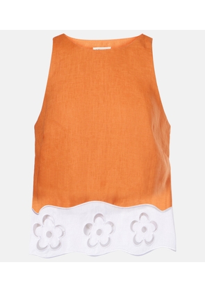 Staud Mika broderie anglaise linen top